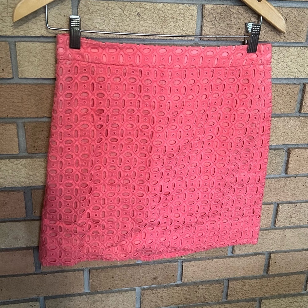 J. Crew Factory 100% Cotton Eyelet Mini Skirt Pink/Coral Size 0